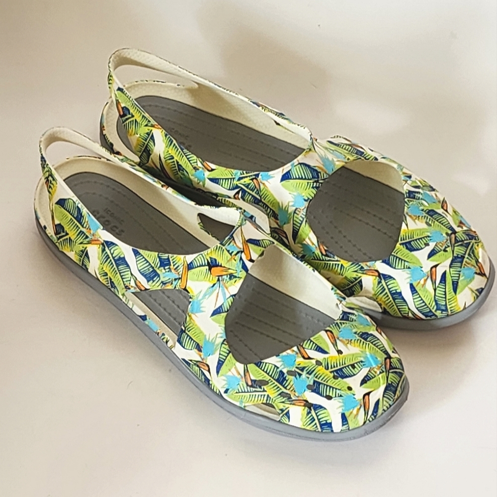 Crocs Volt Green Swiftwater Wave Tropical Sandals… - image 2